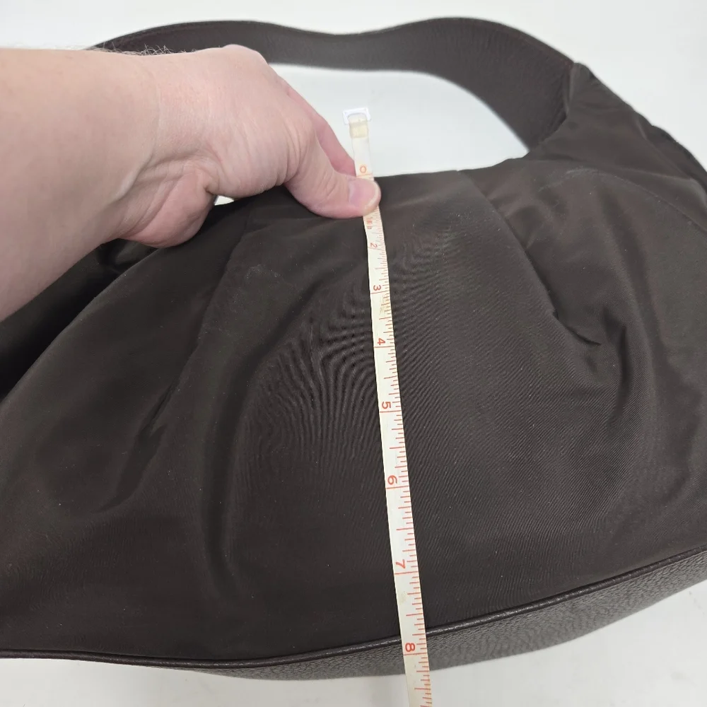BRIGHTON Brown‎ Patent Leather Croc Embossed Nylon Hobo Purse Shoulder Bag Tote